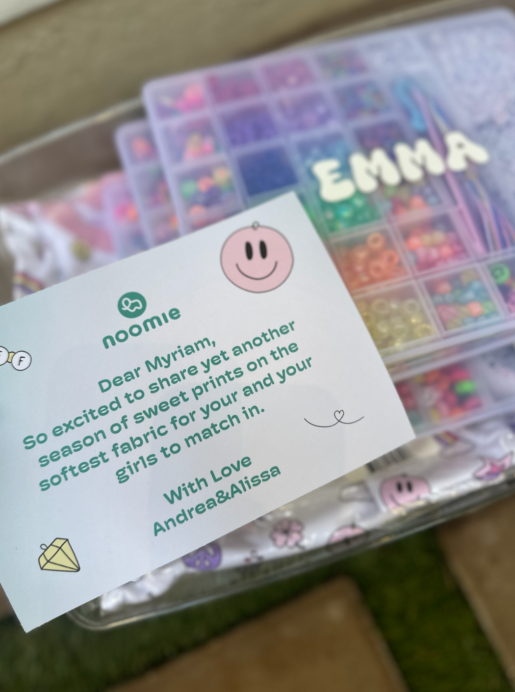 Personalized Baby Noomie influencer box with craft kit and printed pajamas