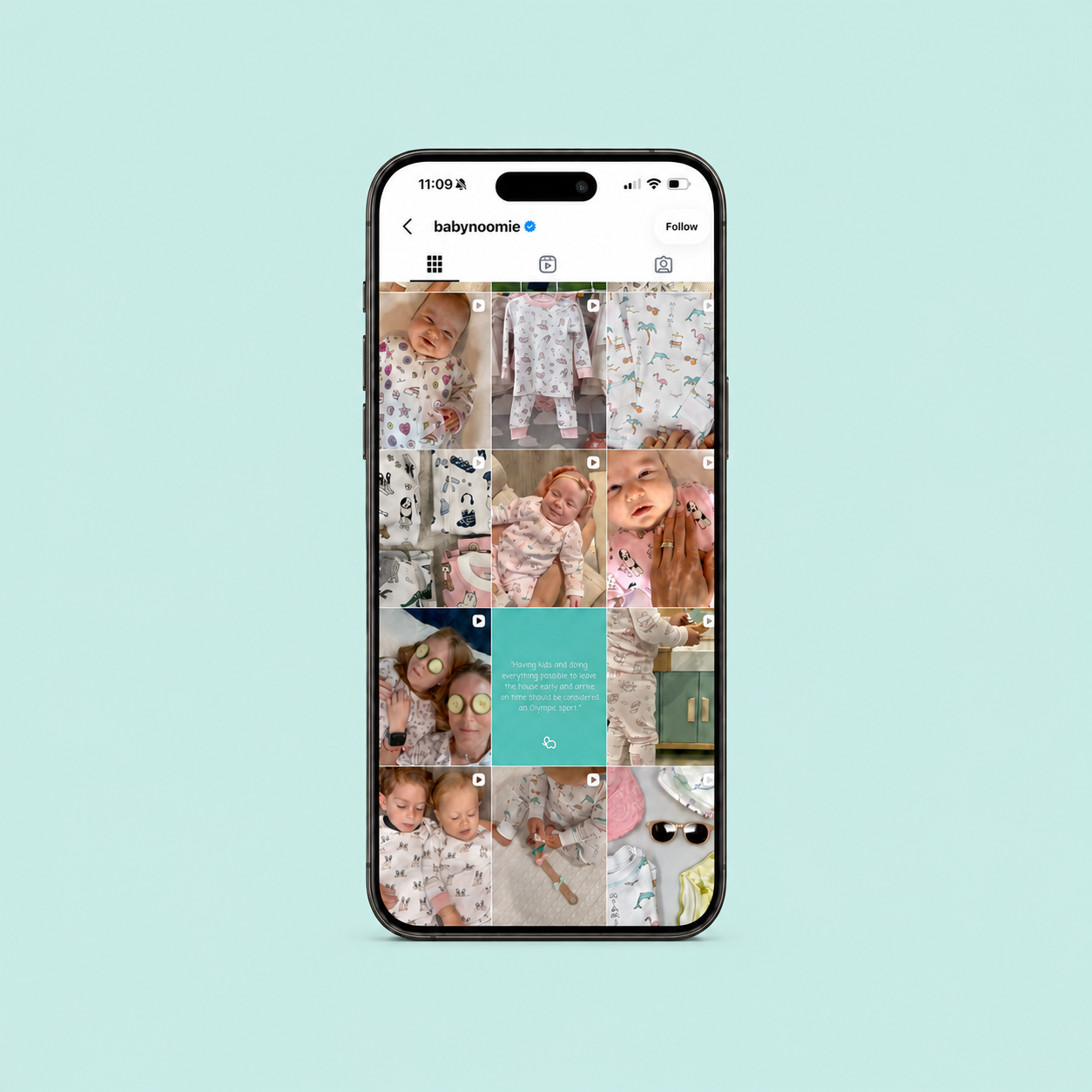 Baby Noomie Instagram content displayed on a phone