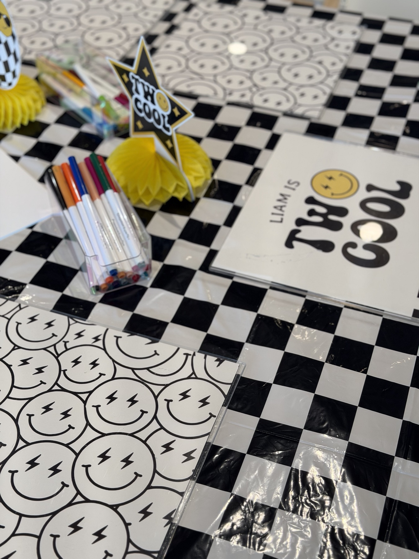 Graphic activity mats designed for a FUNTable celebration