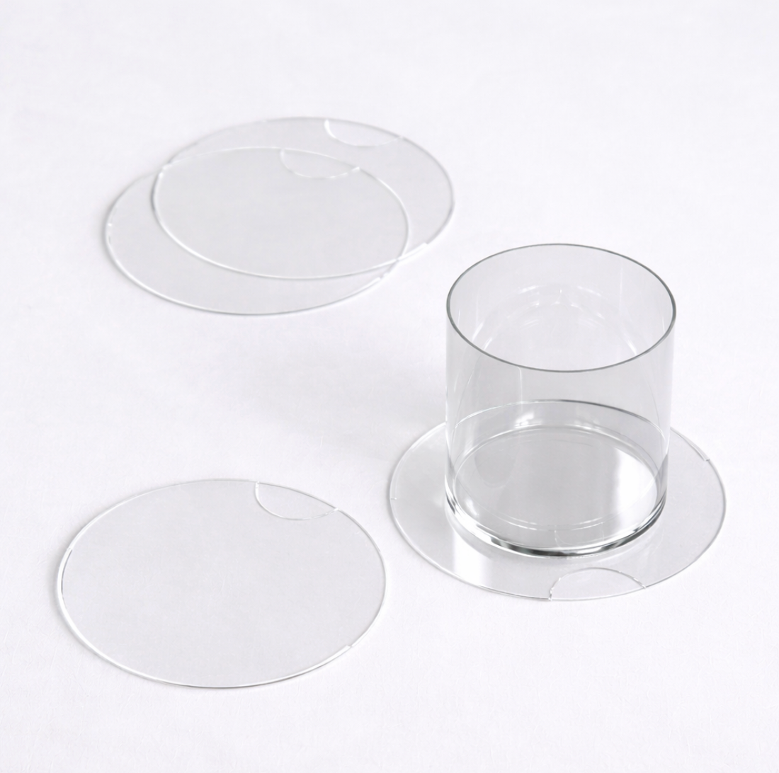 Clear acrylic coaster system developed for Parallel Designs