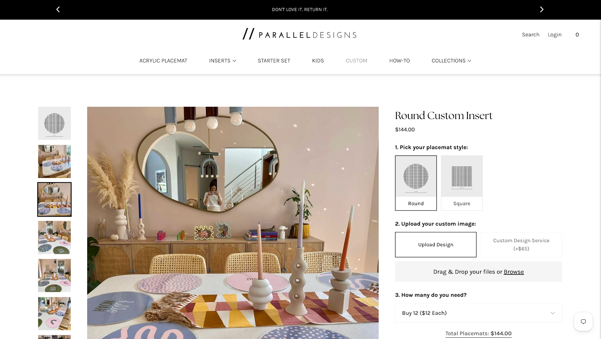 Parallel Designs custom placemat ordering experience