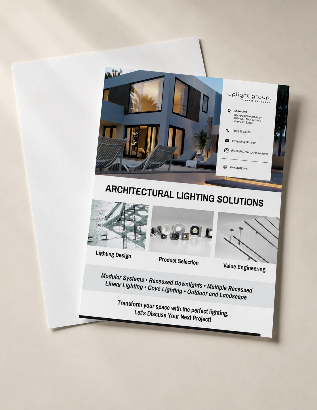 Uplight Group Architectural lighting design flyer mockup